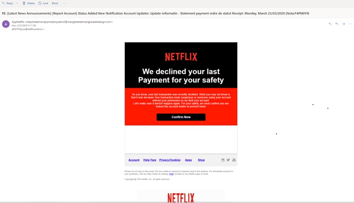 COVID-19 remote-work phishing email example